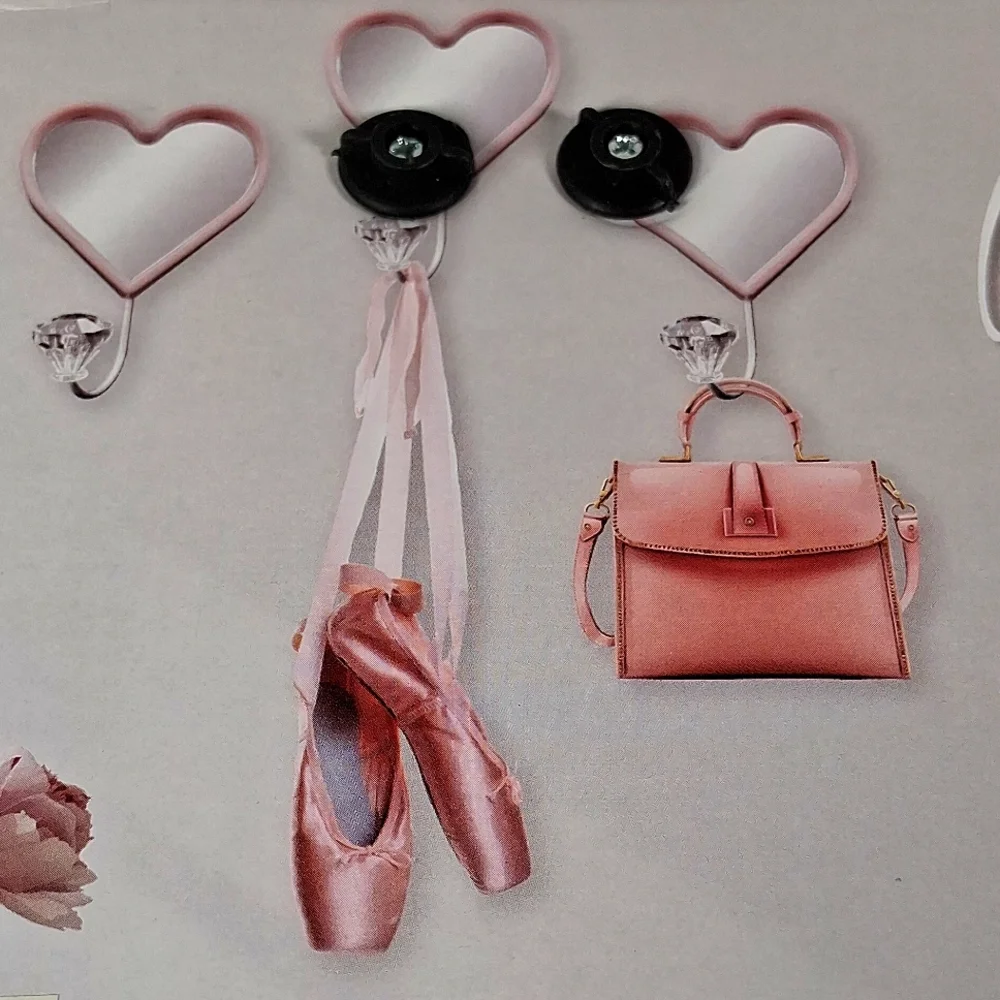 MIRROR HEART Pink Cristal Hook Set